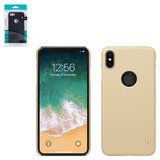 Чохол Nillkin Super Frosted Shield для iPhone XS Max, золотистий, матовий, з підставкою, з отвором під логотип, пластик, #6902048164727