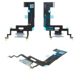 Шлейф для iPhone XR, коннектора зарядки, белый, с микрофоном, High Copy