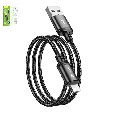 USB кабель Hoco X89, USB тип A, Lightning, 100 см, 2,4 А, чорний, #6931474784322