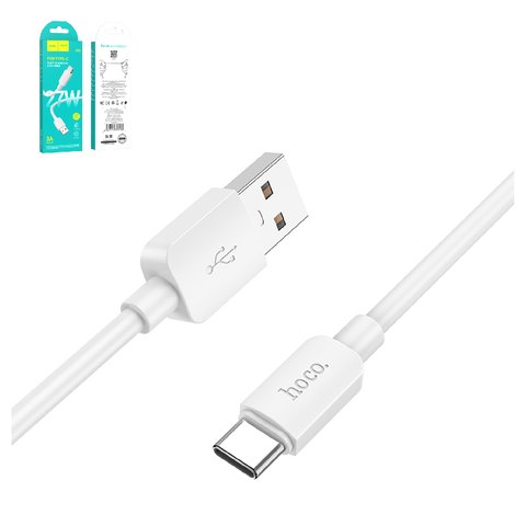 USB кабель Hoco X96, USB тип C, USB тип A, 100 см, 27 Вт, 3 A, белый, #6931474799098