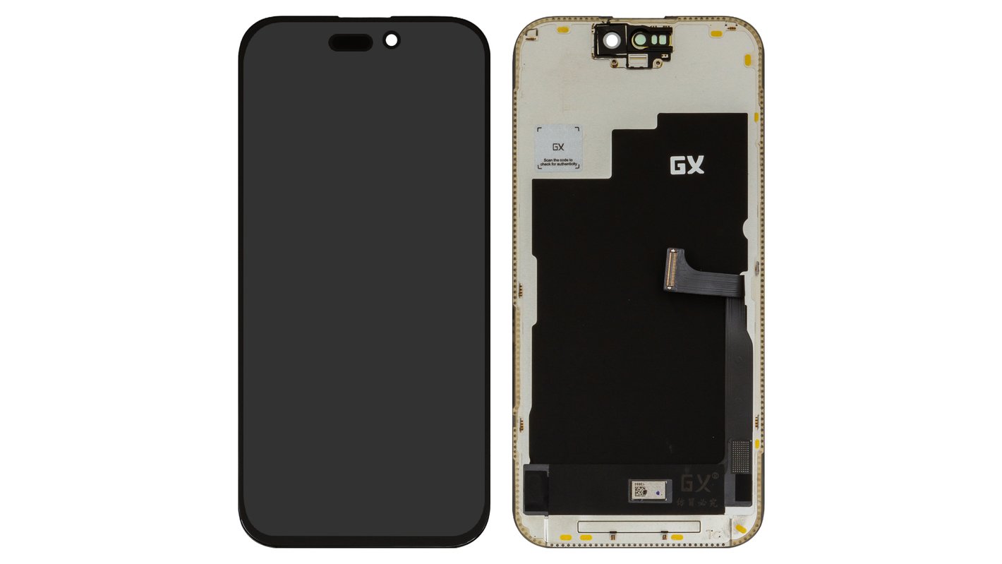 iPhone 15Pro スペースブラック Дисплей для iPhone 15 Pro, черный, с рамкой, без микросхемы, (OLED
