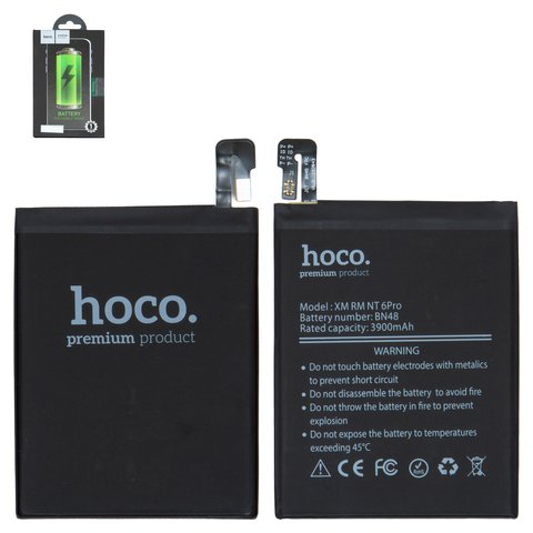 Акумулятор Hoco BN48 для Xiaomi Redmi Note 6 Pro, Li Polymer, 3,85 B, 4000 мАг, M1806E7TG, M1806E7TH, M1806E7TI