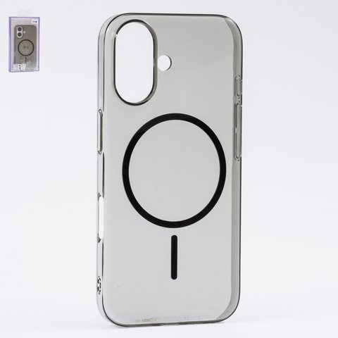 Чохол Fully PC MagSafe для iPhone 16, чорний, прозорий, магнітний, пластик