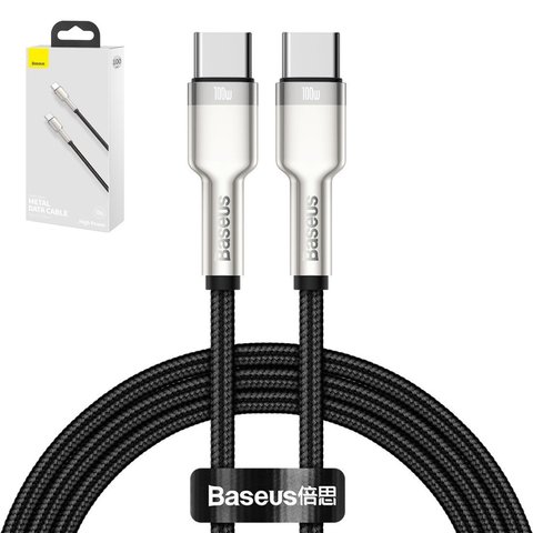 USB кабель Baseus Cafule Series Metal, 2xUSB тип C, 200 см, 100 Вт, черный, в нейлоновой оплетке, #CATJK D01
