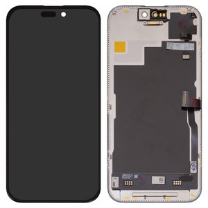 Дисплей для iPhone 15 Pro, черный, с рамкой, High Copy, без ошибки, OLED , DD OLED OEM soft, 120Hz, diagnosable
