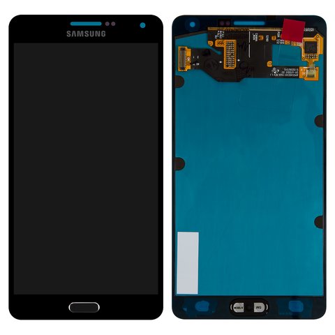 LCD compatible with Samsung A700 Galaxy A7, dark blue, black, without frame, Original PRC , original glass 