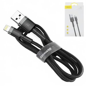 USB Cable Baseus Cafule, USB type A, Lightning, 100 cm, 2.4 A, black, nylon braided  #CALKLF BG1