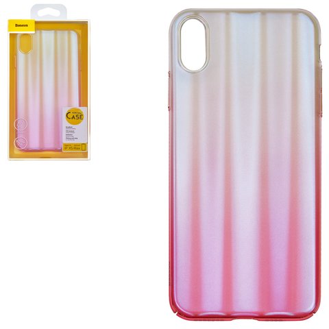 Case Baseus compatible with iPhone XS Max, pink, with iridescent color, matt, plastic  #WIAPIPH65 JG04