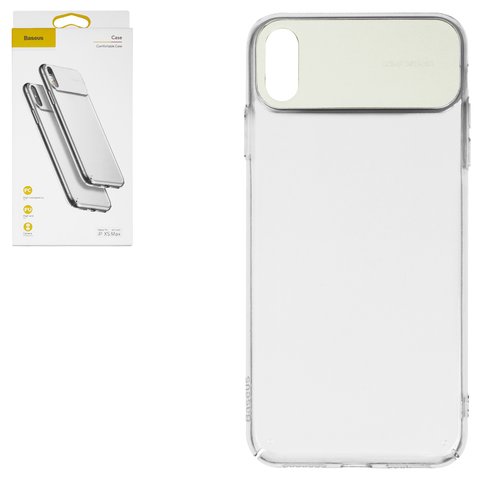 Case Baseus compatible with iPhone XS Max, white, with PU Leather insert, transparent, PU leather, plastic  #WIAPIPH65 SS02