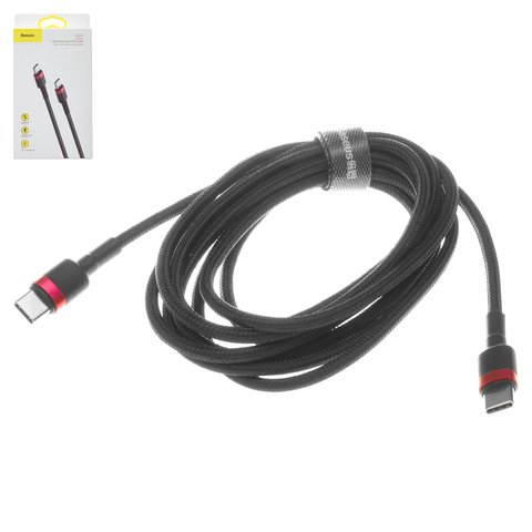 USB Cable Baseus Cafule, 2xUSB type C, 200 cm, 60 W, 3 A, black  #CATKLF H91