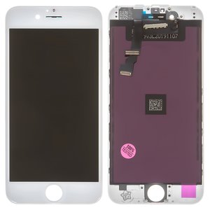 Дисплей для iPhone 6, белый, с рамкой, AAA, с пластиками камеры и датчика приближения, tianma
