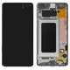 LCD compatible with Samsung G975 Galaxy S10 Plus, (white, with frame, Original, service pack) #Ceramic White, GH82-18849J/GH82-18834J