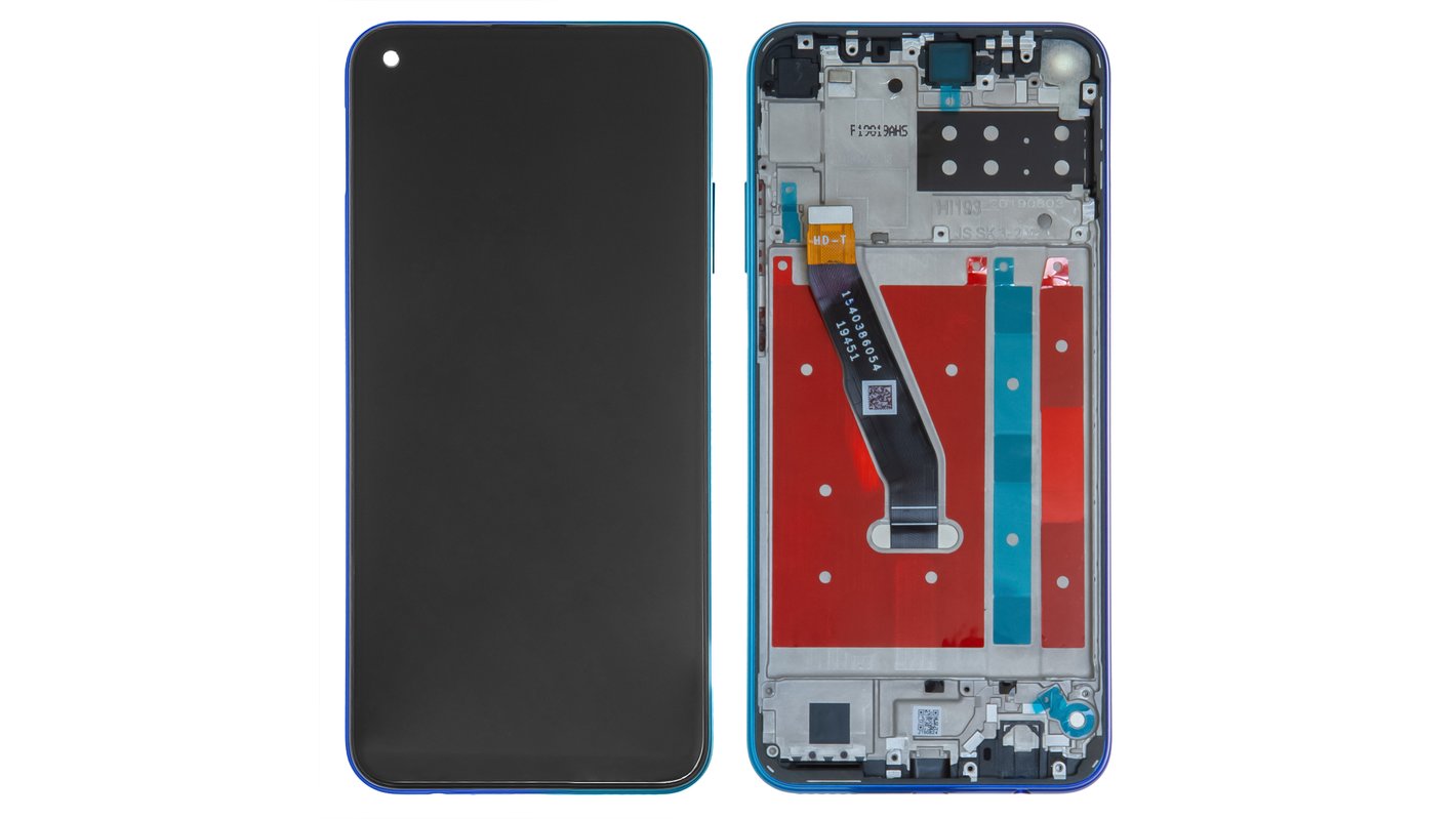 LCD compatible with Huawei P40 Lite E, Y7p, (dark blue, with frame