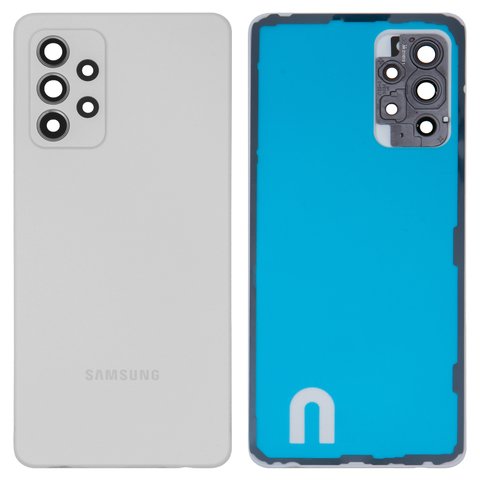Panel trasero de carcasa puede usarse con Samsung A525 Galaxy A52, blanco, con vidrio de cámara