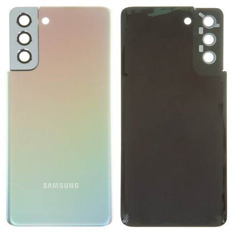 Panel trasero de carcasa puede usarse con Samsung G996 Galaxy S21 Plus 5G, plateada, con vidrio de cámara, phantom silver