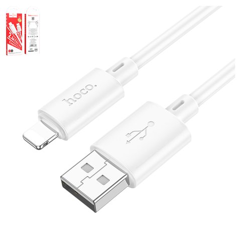 USB Cable Hoco X88, USB type A, Lightning, 100 cm, 2.4 A, white  #6931474783318