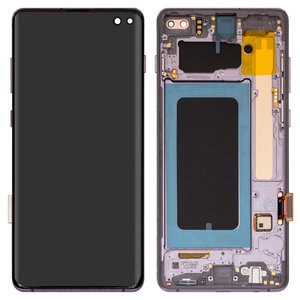 Pantalla LCD puede usarse con Samsung G975 Galaxy S10 Plus, plateado, con marco, High Copy, OLED 