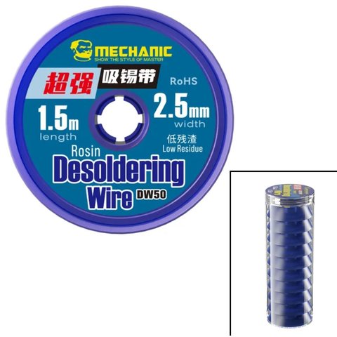 Desoldering Wick Mechanic DW50 2515, (W  2.5 mm, L  1.5 m, 10 pcs. 
