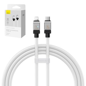 USB кабель Baseus Coolplay Series, USB тип C, Lightning, 100 см, 20 Вт, белый, силиконовый, #CAKW000002