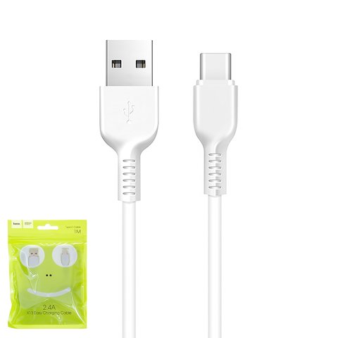 USB дата кабель Hoco X13, USB тип C, USB тип A, 100 см, 2,4 А, білий