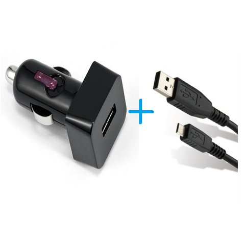 Car Cigarette Lighter USB Charger + Micro USB >USB Cable
