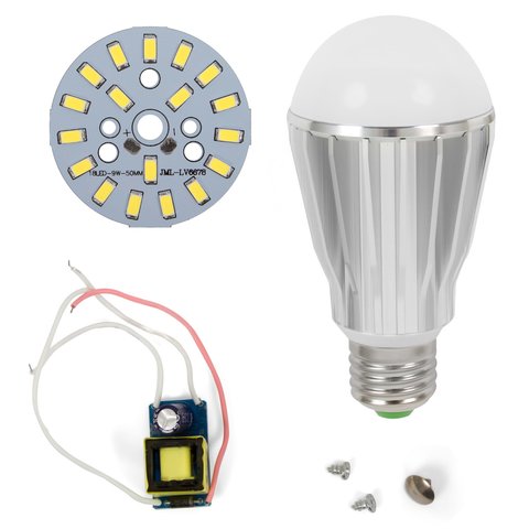 LED Light Bulb DIY Kit SQ Q17 9 W cold white, E27 , Dimmable