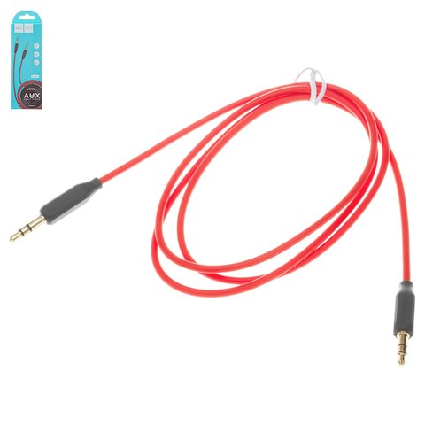 AUX Cable Hoco UPA11, TRS 3.5 mm, 100 cm, red, TRS 3.5 mm to TRS 3.5 mm, silicone  #6957531079309
