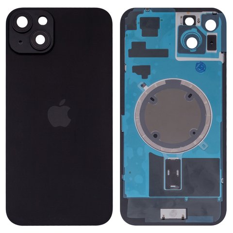 Housing Back Cover compatible with iPhone 15 Plus, black, with camera lens, PRC