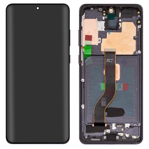 LCD compatible with Samsung G985 Galaxy S20 Plus, G986 Galaxy S20 Plus 5G, black, with frame, High Copy, OLED  cosmic black 