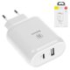 Adaptador de red Baseus BS-EUQC02, 32 W, Quick Charge, 220 V, (USB Type C entrada 5V 3A/9V 2.5A/12V 2A/15V 1.8A), (salidas USB 5V 1A), blanco, #CCALL-BG02