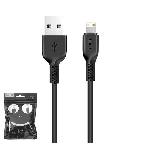 Cable USB Hoco X13, USB tipo A, Lightning, 100 cm, 2.4 A, negro, #6957531061144