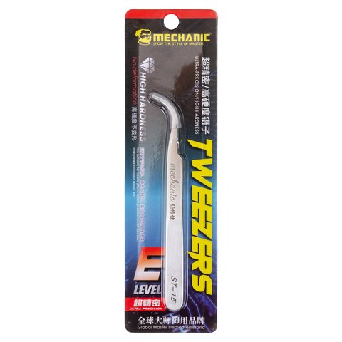 Pinzas para smd Mechanic ST 15, curvada, 115 mm, ultra precision