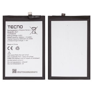 Batería BL 49JT puede usarse con Tecno Camon 17 Pro, Camon 18, Camon 18P, Spark 20 Pro KJ6 , Spark 30 Pro KL7 , Li Polymer, 3.87 V, 5000 mAh, Original PRC 