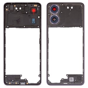 Parte media de carcasa puede usarse con Motorola Moto G04s, negra, con vidrio de cámara