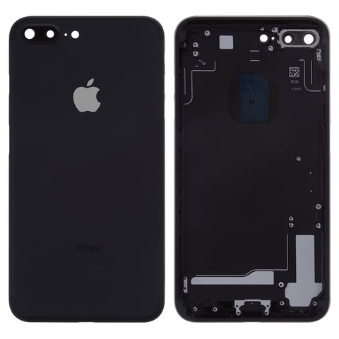 Корпус для Apple iPhone 7 Plus, чорний, з тримачем SIM карти, з боковими кнопками, матовий, Black Matte