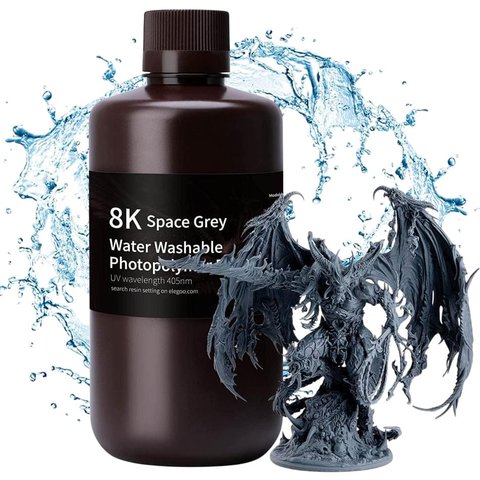 Фотополимерная смола для 3D принтера ELEGOO 8K Space Grey водосмываемая , 1 кг