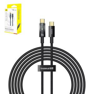 USB кабель Baseus Explorer, 2xUSB тип C, 100 см, 100 Вт, чорний, з функцією автовимкнення, в нейлоновому обплетенні, #P10319703111 00