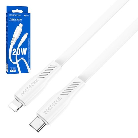 USB кабель Borofone BX85, USB тип C, Lightning, 100 см, 20 Вт, 3 A, белый, PD, #6974443387063