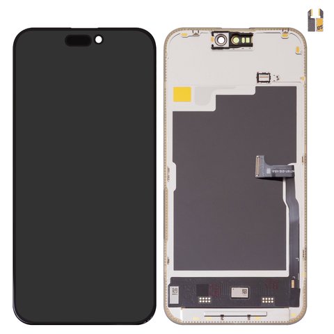 Дисплей для iPhone 15 Pro Max, черный, с рамкой, HC, без микросхемы, AMOLED , DD OLED soft, 120Hz