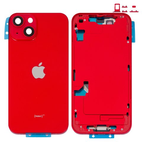 Корпус для iPhone 14, красный, с держателем SIM карты, с боковыми кнопками, Original PRC , EU version